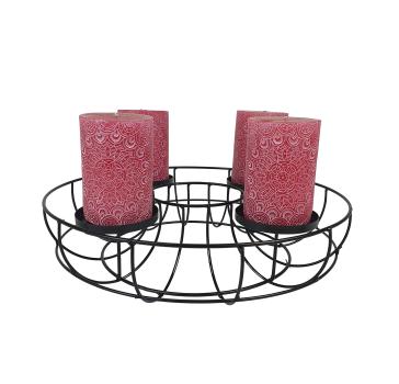 Adventskranz Metall schwarz  mit Gläsern Ø 35cm